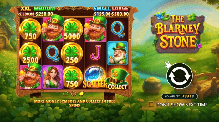 The Blarney Stone – pagrindinis ekranas su būgnais ir žaliu slėniu